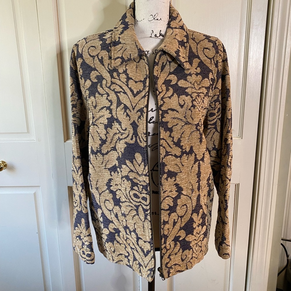 Indigo Moon Chenille and Jacquard Jacket, Size Small